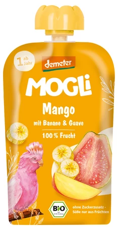 Mogli MUS BANAN - GUAWA - MANGO BEZ DODATKU CUKRÓW OD 1 ROKU DEMETER BIO 100 g - MOGLI