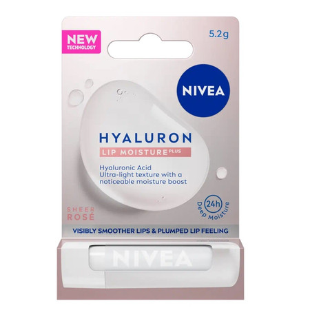 NIVEA Hyaluron Lip Moisture Plus Nawilżający Balsam do ust - Sheer Rose 5.2g