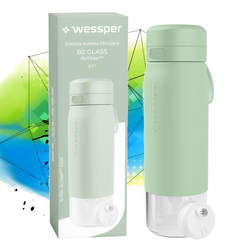 Wessper Butelka szklana na wodę filtrująca B2 GLASS Actitex miętowa 700 ml