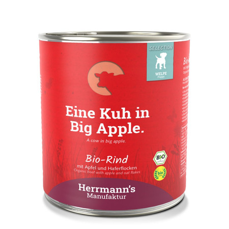 Zestaw 10x HERRMANN'S Selection Puppy Bio Rind - bio wołowina dla szczeniąt (800g)