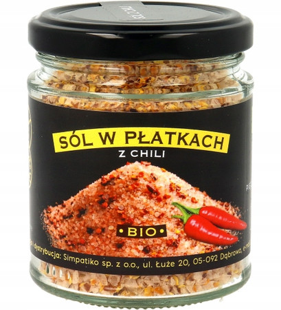 PIĘĆ PRZEMIAN Sól himalajska różowa w płatkach z chili BIO bezglutenowa 85g