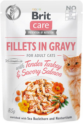 BRIT Care Cat GF Adult Turkey Salmon Indyk Łosoś Sos 85g