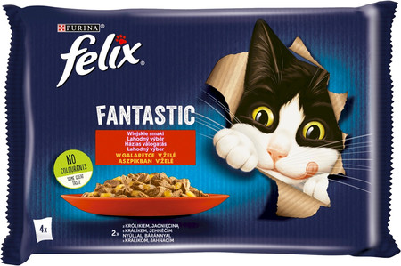 PURINA FELIX FANTASTIC Smaki Wiejskie Królik Jagnięcina 4x85g