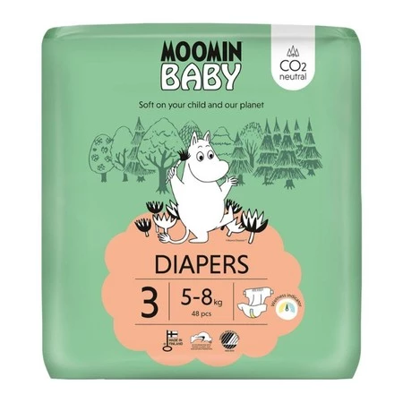 MOOMIN Baby, Pieluszki 3 MIDI (5-8 kg), 48 szt. EKO