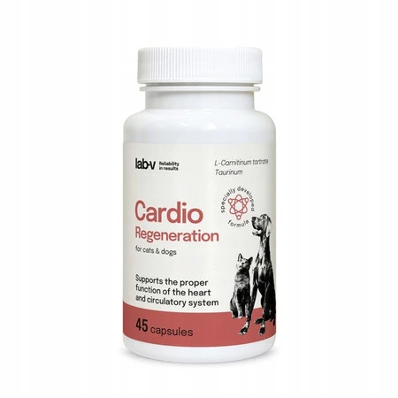 Lab-V Cardio regeneration Wsparcie prawidłowego funkcjonowania pracy serca i układu krążenia dla psów i kotów 45  kaps.
