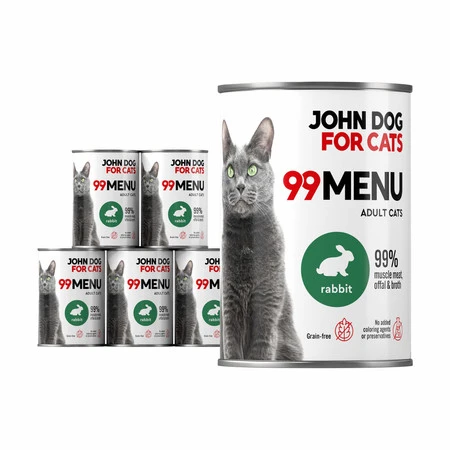 John Dog For Cats 99 Menu Królik - karma mokra dla kota - 6 x 400g