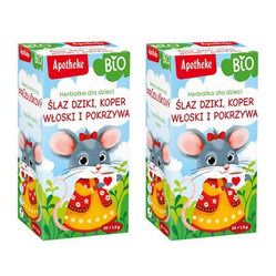 Zestaw: 2x Apotheke Bio Herbatka dla dzieci Na Oskrzela Ślaz dziki i koper włoski 20 x 1,5 g