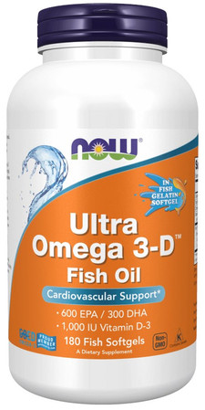 Now Foods Ultra Omega 3-D™ kwasy tłuszczowe EPA i DHA + Witamina D3 - 180 kaps.