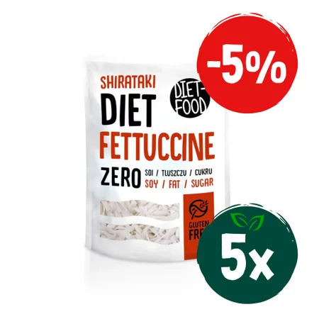 Zestaw: 5x Diet Food − Makaron fettuccine shirataki bezgl. − 200 g