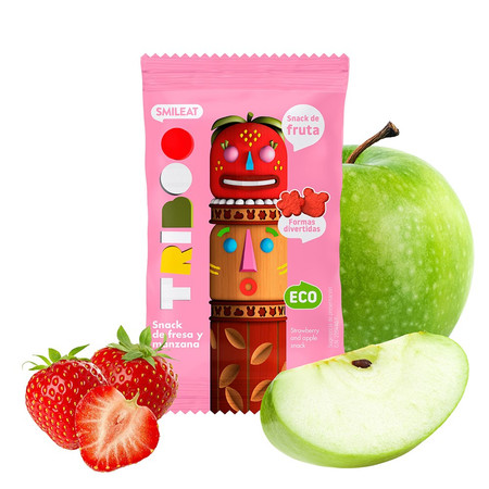 Smileat Triboo, BIO Sminolas, Żelki owocowe bez cukru Jabłko i Truskawka, 25g