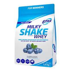 6PAK MILKY SHAKE WHEY odżywka białkowa WPC 1800 g smak jagoda