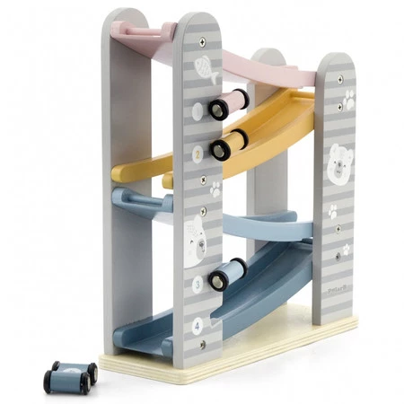 Viga Toys − PolarB, kolorowa drewniana zjeżdżalnia dla samochodzików