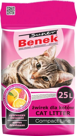 Super BENEK Compact Active Cytrusowa świeżość Żwirek 25l