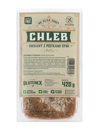CHLEB OWSIANY Z PESTKAMI DYNI BEZGLUTENOWY 420 g - GLUTENEX KRÓTKA DATA 2025-12-01