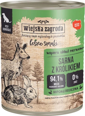 WIEJSKA ZAGRODA Pies Leśne Smaki Sarna Królik 800g