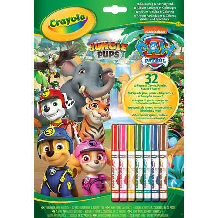 Crayola Kolorowanka dla dzieci z łamigłówkami i flamastrami Psi Patrol 3+