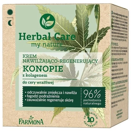 Herbal Care − Konopie z kolagenem, krem nawilżająco - regenerujący − 50 ml