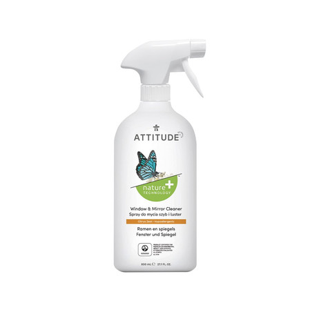 Attitude NATURE+, Spray do mycia okien i luster, 800 ml