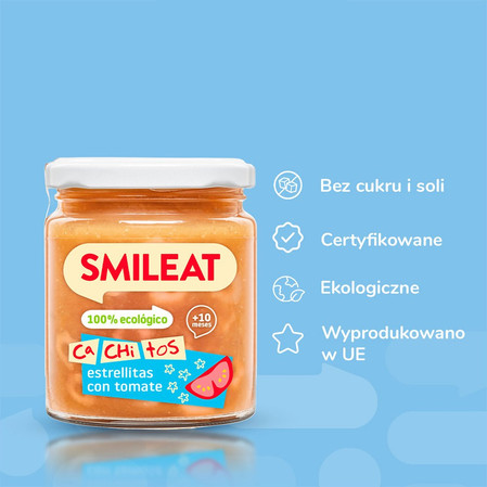 Smileat, BIO Słoiczek z makaronem i pomidorami, małe kawałki 10m+, 230g