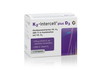 INTERCELL PHARMA K2 - Intercell plus Witamina D3 wsparcie kości i prawidłowego krzepnięcia krwi 90 kaps.