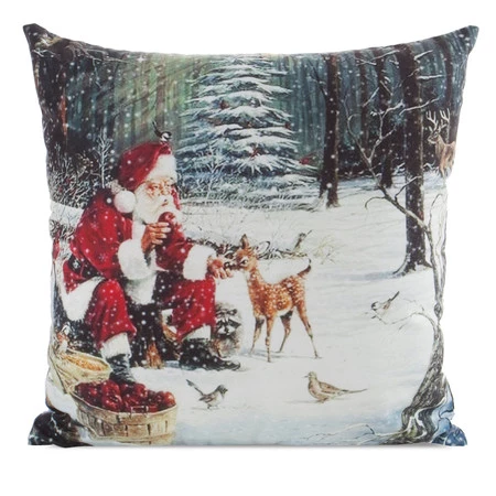 Welwetowa poszewka dekoracyjna z ozdobnym światecznym nadrukiem szerokość: 45 cm, długość: 45 cm, kolor: zielony