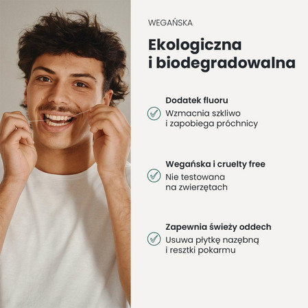 Georganics, Naturalna nić dentystyczna z jedwabiu, w szklanym opakowaniu Zero Waste, do codziennej pielęgnacji, smak mięty pieprzowej, 50 m