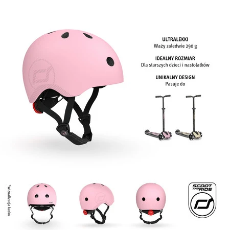 SCOOTANDRIDE Kask M-L dla starszych dzieci i nastolatków Rose