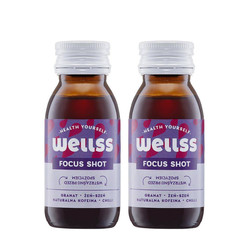 Zestaw: 2x Wellss Shot Fokus. Granat, żeń-szeń, kofeina i chilli 60 ml