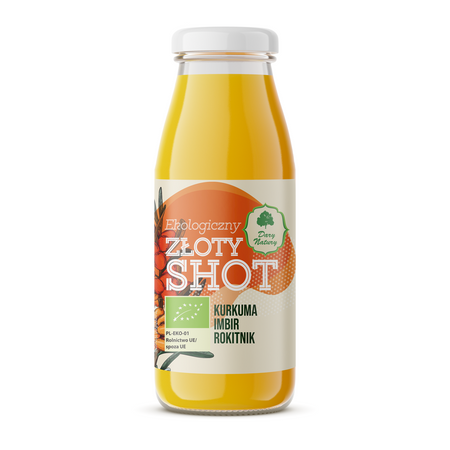 DARY NATURY SHOT ZŁOTY NA ODPORNOŚĆ KURKUMA - IMBIR - ROKITNIK BIO 250 ml