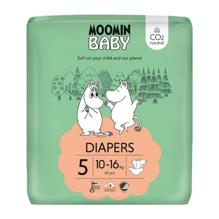 MOOMIN Baby, Pieluszki 5 MAXI (10-16 kg), 40 szt. EKO