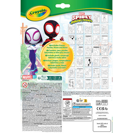 Crayola Kolorowanka dla dzieci z łamigłówkami i flamastrami Spidey i super-kumple 3+