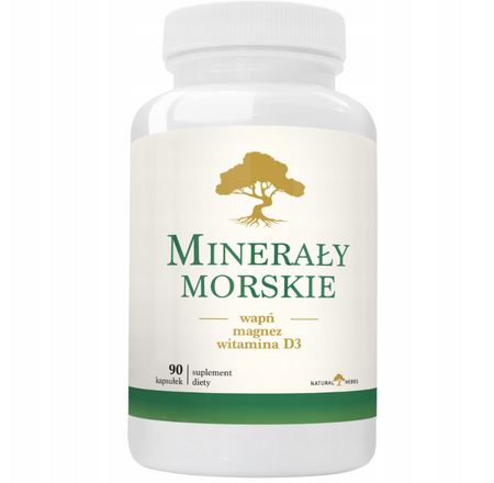 Natural Herbs Minerały morskie  Wapń Magnez Witamina D3 90 kaps.