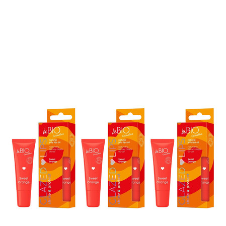 Zestaw: 3x BeBio Glazed Lips naturalny żelowy olejek do ust Sweet Orange 10ml