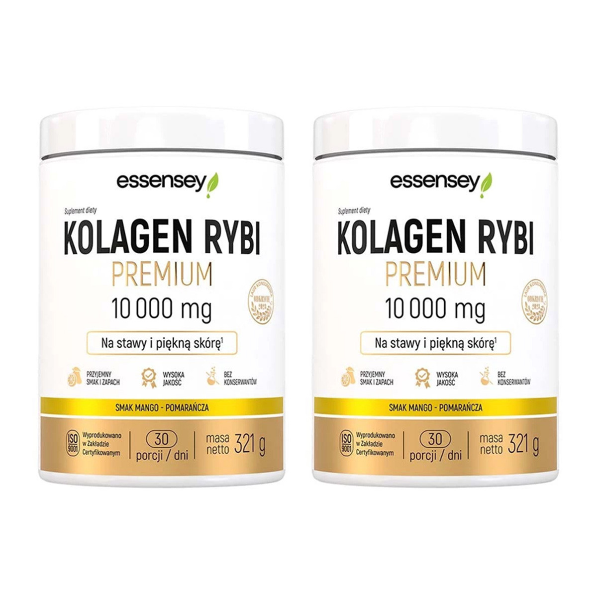 Zestaw 2x Essensey Kolagen Rybi Premium 10 000mg - 321g smak mango - pomarańcza - Nabea.pl