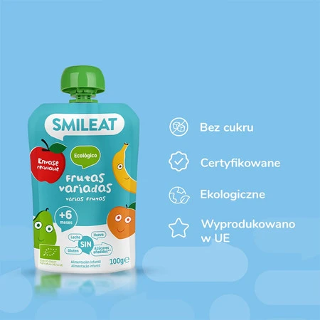 Smileat, BIO Mus wieloowocowy 6m+, 100g