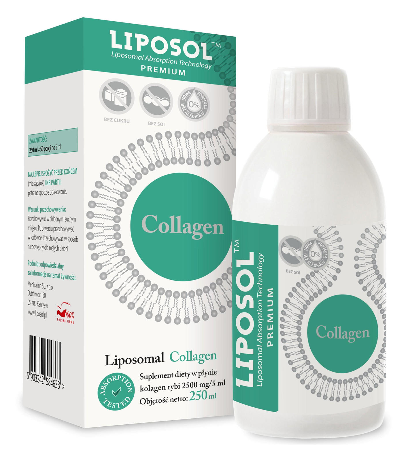 Liposol Liposomalny Collagen rybi 5g/10ml 250 ml - Nabea.pl
