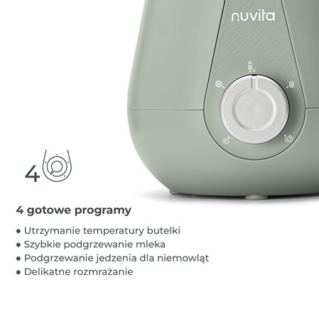 Nuvita, Podgrzewacz do butelek Dom&Auto, adapter samochodowy w zestawie, Szałwiowa Zieleń