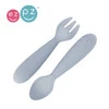 EZPZ Komplet silikonowych sztućców Mini Utensils pastelowa szarość