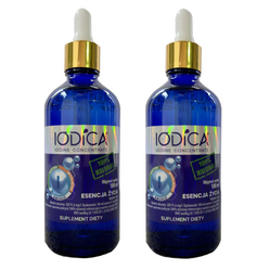 Zestaw 2x IODICA Naturalny koncentrat jodu 100ml butelka szklana + pipeta