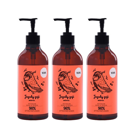 Zestaw: 3x Yope - Naturalne mydło do rąk i ciała Jagody Goji i Wiśnia 500ml