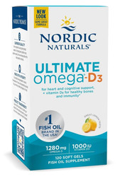Nordic Naturals Ultimate Omega-D3 Fish Oil Omega-3 kwasy tłuszczowe EPA i DHA 1280 mg 120 kaps. smak cytryna