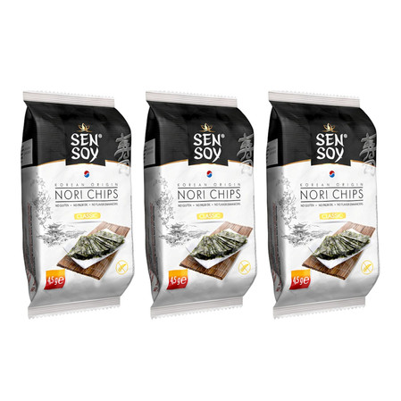 Zestaw: 3x CHIPSY NORI KLASYCZNE BEZGLUTENOWE 4,5 g - SEN SOY