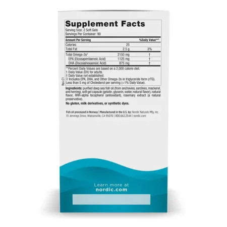Nordic Naturals Ultimate Omega 2X 2150 mg kwasy tłuszczowe EPA i DHA 180 kaps. smak Lemon