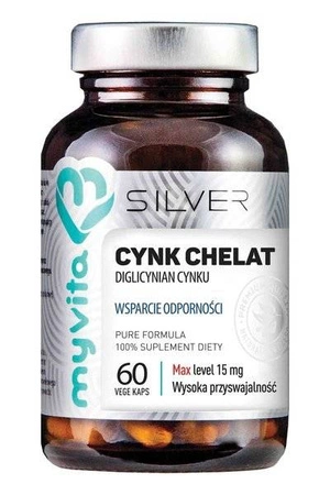 MyVita - Cynk Chelat (diglicynian cynku) Silver Pure 100 % - 60 kaps.