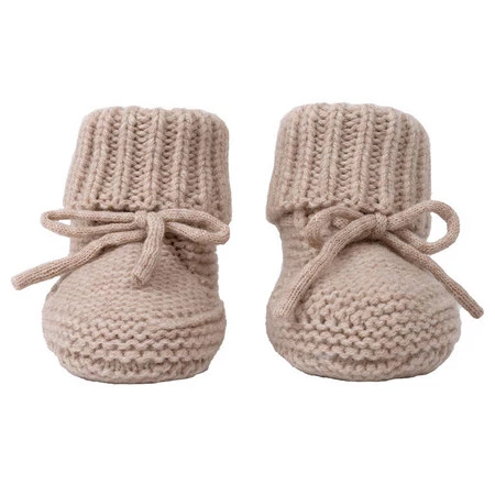 Lodger Buciki niechodki z wełny merino 100% jasnobeżowe Fleece Beige 0-6 m