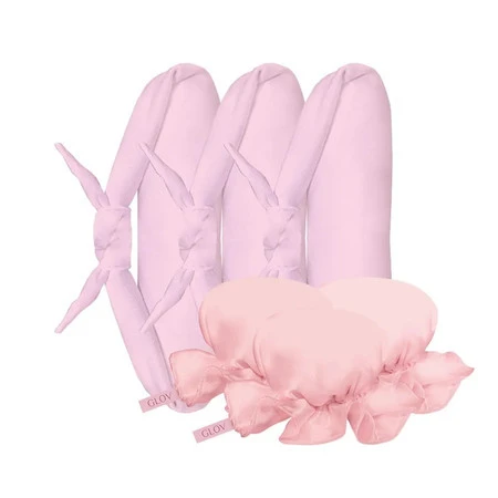 CoolCurl Overnight Blowout wałki do kręcenia włosów na zimno 3szt + Mini satynowe czepki 3szt Pink