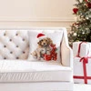 Poszewka świąteczna 45x45 cm – welwetowa ze świątecznym nadrukiem psa
