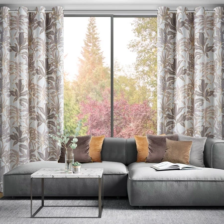 Zasłona gotowa 135X250 biała z szampańskim nadrukiem