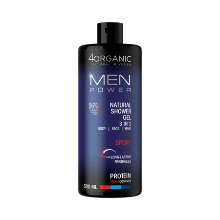 4Organic Naturalny żel pod prysznic 3w1 Men Power Sport 500ml