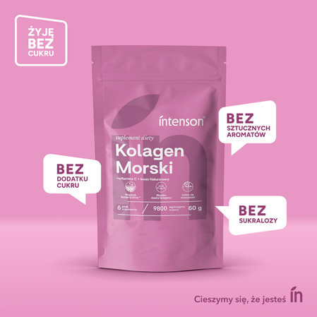 Intenson Kolagen morski + Witamina C + kwas hialuronowy 60g